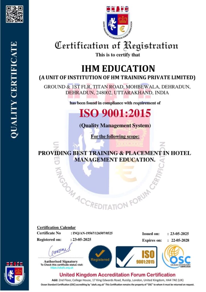 IHM Dehradun ISO Certificate